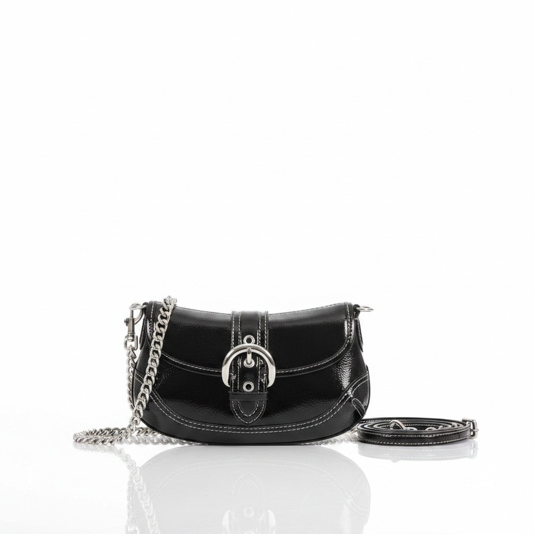 black patent chain shoulder bag ireland flap crossbody 25cm