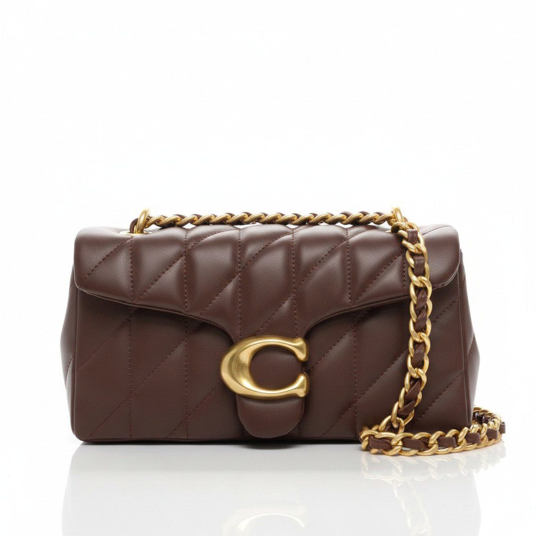 quilted chain shoulder bag ireland 26cm brown