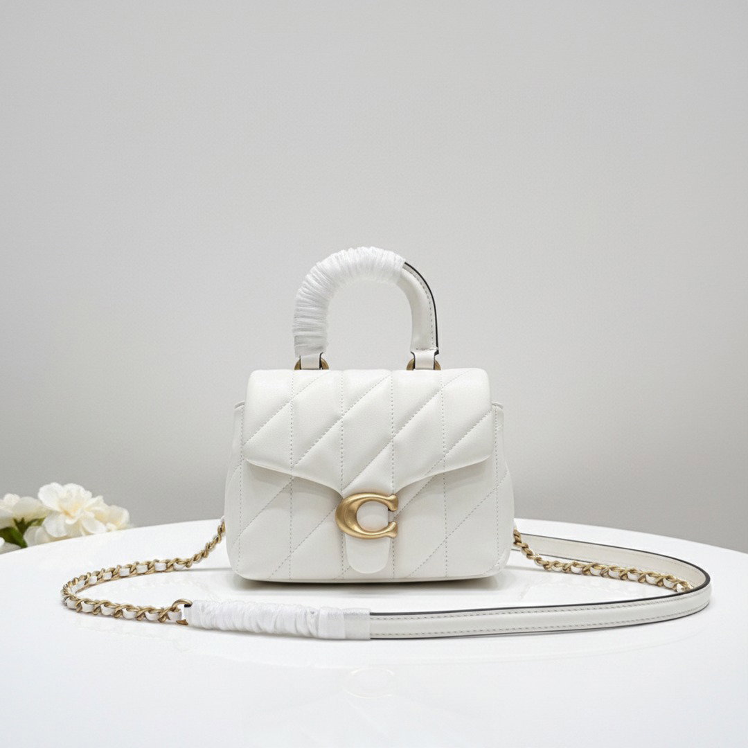 white top handle crossbody bag 20cm quilted chain